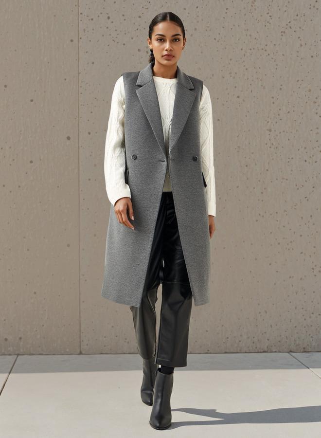 Iconic Notch Lapel Sleeveless Trench Coat - Image 2